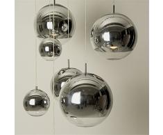 Pendelleuchten,Nordic moderne Coffee Shop Single Head Mirror Ball Platz Galvanik Kugel Glas Leuchter Dekoration,Silber 35 Cm