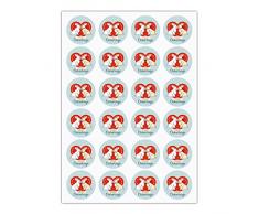 5 x 24 süße Oster Aufkleber | Sticker mit küssenden Osterhasen im Herz, MATTE Papieraufkleber für Geschenke, Etiketten für Tischdeko, Pakete, Briefe und mehr (ø 45mm; 1 Motiv)