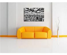 Monocrome, New York Skyline, Format: 120x80 auf Leinwand, XXL riesige Bilder fertig gerahmt mit Keilrahmen, Kunstdruck auf Wandbild mit Rahmen, günstiger als Gemälde oder Ölbild, kein Poster oder Plakat