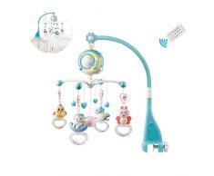 Babybett Crib Mobile mit Lichtern und Musik, Krippe Spielzeug mit Musik und Licht, Fernbedienung, Lampe, Projektor für Pack und Play für Babys Jungen Mädchen Kleinkind Schlaf
