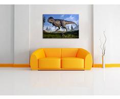 T-Rex Dinosaurier in der Natur, Format: 120x80 auf Leinwand, XXL riesige Bilder fertig gerahmt mit Keilrahmen, Kunstdruck auf Wandbild mit Rahmen, günstiger als Gemälde oder Ölbild, kein Poster oder Plakat