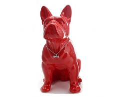 Nette Keramik Statue Bulldog Dog House Dekoration Craft Raumdekoration Objekte Ornament Porzellanfigur Tier Dekoration Garten,Rot