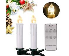 30er LED Lichterkette Kerzen Kabellos Weihnachtskerzen Christbaumschmuck Weihnachtsbaumbeleuchtung mit Fernbedienung Kabellos Weiss Hülle