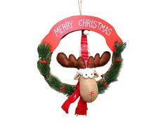Alecony Weihnachtsbaum hängende Partei Baum Elch Kranz Geschenk Tür Wand Anhänger Kranz Ornament Home Decor Weihnachtsgeschenk Anhänger Kleine dekorative kleine Girlande des Weihnachtsbaumhauses (Rot)