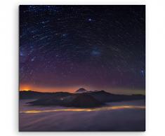 Leinwandbild 60x60cm Landschaftsfotografie – Sterne und Berge auf Leinwand exklusives Wandbild moderne Fotografie für ihre Wand in vielen Größen