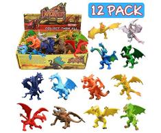 Spielzeuge in Form von Drachen, 12 Stücke ausgewählte Drachenfiguren, Mini-Drachenset 4 inch, mit geschenktem Box, Tierwelt, ungiftiges und sicheres Material AB,Spielzeuge für Jungs und Kinder