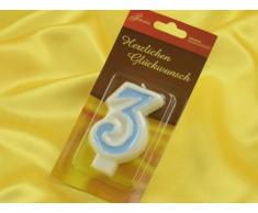 Zahlenkerze blau 3