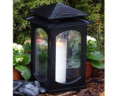 ♥ Grablaterne Grablampe Klara Massiv Premium XL 28,0cm incl. Grabkerze Grabschmuck Grableuchte Laterne Kerze Lampe