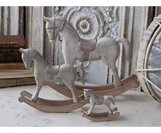 Chic Antique 23cm 1x Pferd Schaukelpferd Champagner Silber zur Dekoration Dekopferd Landhaus Shabby Chic Vintage French Chic Weihnachten Weihnachtsdeko