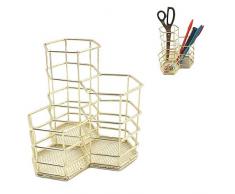 Baiwka Mode Stiftehalter Hohl Muster Make-up Pinsel Vase Topf,Topf Mesh Pen Cup Container,Gitter Draht Metall Bleistift Tasse Set 3, Stift Getränkehalter Für Schreibtisch Aufgeräumt(Rose Gold-Runde)