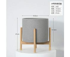 LIANGRAN Blumenvase Nordic Massivholz Blumenständer Zement Fleischig Blumentopf Ornamente Sukkulenten Vase Desktop Crafts Home Balkon Dekor Geschenke, Grau Groß