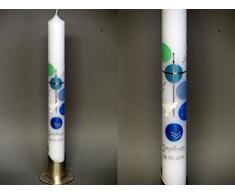 Taufkerze/Kommunionkerze 400 x 40 mm, inklusive Beschriftung ! P-86/1