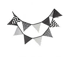itemer Blütenmuster Wimpelkette Banner Stoff doppelseitig Dekorationen Banner für Hochzeit, Baby Dusche, Geburtstag, Parties, Schlafzimmer Decor 320*17cm Schwarz, Grau