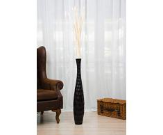 Leewadee Große Bodenvase für Dekozweige hohe Standvase Design Holzvase 90 cm, Mangoholz, schwarz