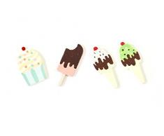 Streudeko Eis Mini Eistüten & Eisbecher aus lackiertem Holz- Inhalt 12 Stück pro Verpackungseinheit - Höhe pro Streuelement ca. 3,5cm