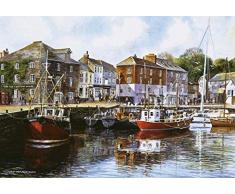 SDHJMT Malen nach Anzahl Kits Town Wharf DIY Digitales Öl Leinwandbild für Erwachsene und Kinder Art Kit mit Pinseln und Acrylpigment-20x24inch