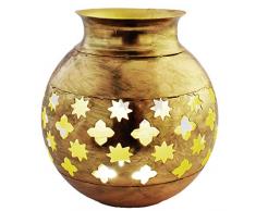 Orientalische Laterne aus Metall Arabica Gold 18cm | orientalisches Marokkanisches Windlicht Gartenwindlicht | Marokkanische Metalllaterne für draußen als Gartenlaterne, oder Innen als Tischlaterne