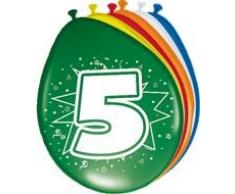 Folat 08205 5. Geburtstag Ballons 8 Stück, Mehrfarbig