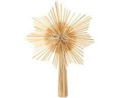 com-four® Stern Christbaumspitze aus Stroh, Weihnachtsbaumspitze Stern aus Stroh für Weihnachten, Tannenbaumspitze für Ihren Christbaum, 24,5 cm