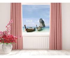 graz-design Sichtschutzfolie Bad | Fenster- Dusch-Folie/farbig Spruch Bade Oase Meer mit Schiffen | Glasdekor für Privatsphäre (80x57cm//Glasdekor Set)