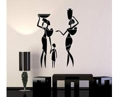 Vinyl Wandtattoo Afrikanische Familie Frauen Kind Ethnischer Stil Kunst Afrika Aufkleber Wandbild Einzigartiges Geschenk 57X81Cm