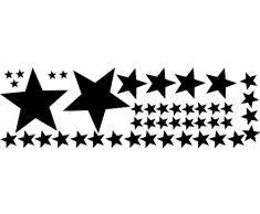 Fenstertattoo 45 Stück selbstklebende, Schwarze Sterne gemischt Ø15-2cm, Aufkleber, gemischt, Fensterdekoration zu Weihnachten Fensterbild / Fensteraufkleber, Wandtattoo Deko Sticker, Autoaufkleber, Weihnachtsdekoration, Schaufenster