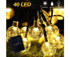 LED Solar Lichterkette Aussen, 40 LED 13Ft Warmweiß Außenleuchten Wasserdichte Kristallkugel Lichterketten Dekoration für Weihnachtsbaum, Hochzeiten und Garten Patio Yard Partys