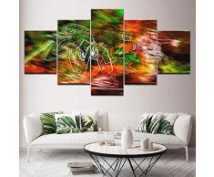 YQSL Leinwanddrucke Gemalte Leinwand Ölgemälde Abstrakte Tänzer Menschen Graffiti Malerei Große Wandkunst Bild Home Decor 5 Panel Drucke auf Leinwand