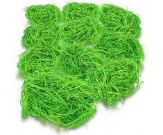 com-four® 10x Ostergras in grün für Osternester - Osterdeko zum Basteln - Holzwolle für Osterkörbe - etwa 25 g je Beutel (Set1 - Ostergras grün - 10x)