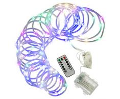10 m Mini-Lichterschlauch 100 LED bunt gefrostet 8 Funktionen Timer Batterie Fernbedienung außen dimmbar Weihnachtsdeko Partydeko Festdeko
