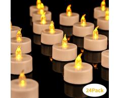 Yuanj LED Kerzen, 24 LED Teelichter Flackern Tealights, Flammenlose Kerze Batterie Draußen & Drinnen Dekoration für Party, Bekenntnis, Weihnachten, Jahrestag, Hochzeit, Ostern, Heiratsantrag