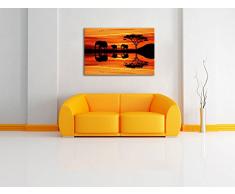 Dark Afrika Elefant in Sonnenschein Bild auf Leinwand, XXL riesige Bilder fertig gerahmt mit Keilrahmen, Kunstdruck auf Wandbild mit Rahmen, guenstiger als Gemaelde oder Bild, kein Poster oder Plakat, Format:120x80 cm