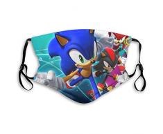 DIY Mund mit austauschbaren Filtern Aktivkohle für Partywandern, tägliche Verwendung Waschbare atmungsaktive winddichte Atmung, Sonic The Hedgehog und Freunde Filmplakat