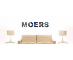 Wandtattoo farbige Wandschrift Städtename Moers mit Sehenswürdigkeiten 80 x 18 cm Länge