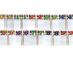 Zahlen-Picker 6 Ballon Kinder Geburtstag Papierfähnchen in Profiqualität 50 Stück Beutel Zahnstocher Deko Partypicker