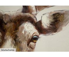 KunstLoft® Gemälde Der Waldgruß 80x80cm | XXL Leinwandbild handgemalt | Brauner Hirsch auf Weiß | signiertes Wandbild-Unikat | Acrylgemälde auf Leinwand | Sehr großes Acrylbild auf Keilrahmen