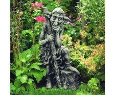 Mystische Steinfigur mit Gartenwichtel & Kobold
