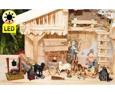 Krippenzubehör-Set für Weihnachtskrippen- & Figuren - mit LED, Station 11-2 Passionskrippe Passionsfiguren, Römer mit Brunnen, Tierset,Dekoset,Lagerfeuer, 2 Laternen zur Bewachung Mt 27,37-42, 9 cm