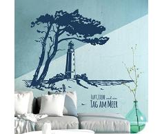 ilka parey wandtattoo-welt® Wandtattoo Wandbild Wandaufkleber Wandsticker Aufkleber Sticker Ostsee Hiddensee mit Leuchtturm und Spruch M1930 ausgewählte Farbe: *mittelgrau* ausgewählte Größe: *XL - 127cm breit x 100cm hoch*