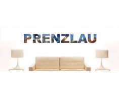 Wandtattoo farbige Wandschrift Städtename Prenzlau mit Sehenswürdigkeiten 80 x 10 cm Länge