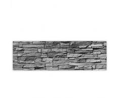 Leinwandbild 145x45 cm - Top - Wandbild XXL Kunstdruck Leinwand Bild Wanddeko Canvas - ASIAN STONE WALL - ANTHRAZIT - Steinwand Stein Steine Wand Steine Asien - no. 126, Qualität Leinwand:Premium Plus