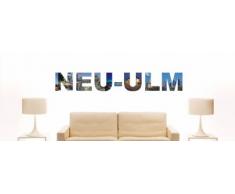 Wandtattoo farbige Wandschrift Städtename Neu-Ulm mit Sehenswürdigkeiten 40 x 6 cm Länge