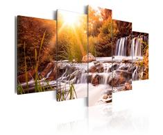 murando - Bilder 200x100 cm - Leinwandbilder - Fertig Aufgespannt - Vlies Leinwand - 5 Teilig - Wandbilder XXL - Kunstdrucke - Wandbild - Natur Landschaft Wasserfall grün Bäume c-C-0026-b-o