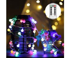 Shirylzee Kugel-Lichterkette, 10 m, 100 LEDs, Kugel-Laterne, Lichterkette, wasserdicht, für Partys, Zuhause, Terrasse, Garten, Weihnachtsdekoration (Warmweiß/mehrfarbig) merhfarbig