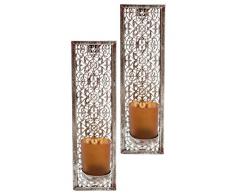 elbmöbel Wandkerzenhalter 2 er Set Metall Teelichthalter Ornamente (rechteckig, 30x9x10)