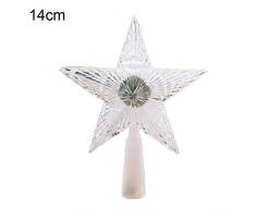 Kuizhiren1 Weihnachtsdekoration, Weihnachtsbaum-Spitze, mehrfarbiger, glänzender Stern, 14 cm