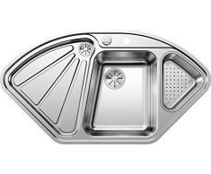 Blanco Delta-IF, Eckspüle, Küchenspüle, für normalen und flächenbündigen Einbau, mit Ablauffernbedienung und mit Schale, Edelstahl Seidenglanz; 523667