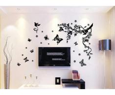 Walplus Wandtattoo, Motiv Baum mit Blüten + Schmetterlinge
