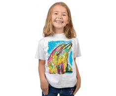 Delfin-Motiv Kindershirt - Kunstdruck Delphin - buntes Delfinshirt für Kinder : Dolphin - Tiermotiv Delphin Kinder T-Shirt Gr: XL= 158-164