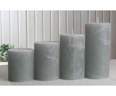 Rustik-Stumpenkerzen-Adventsset, groß, 7 cm Ø, grau